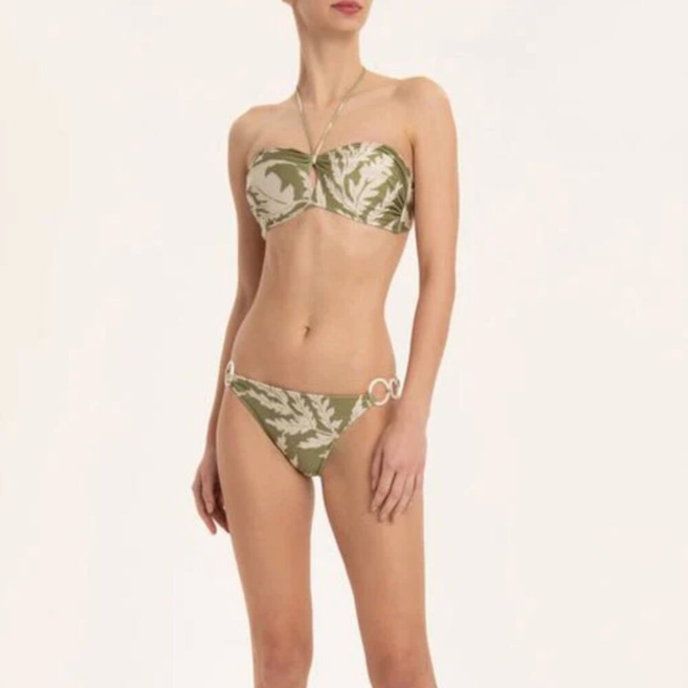 Adriana Degreas Classic Foliage Strapless W/ Hoops Bikini Set